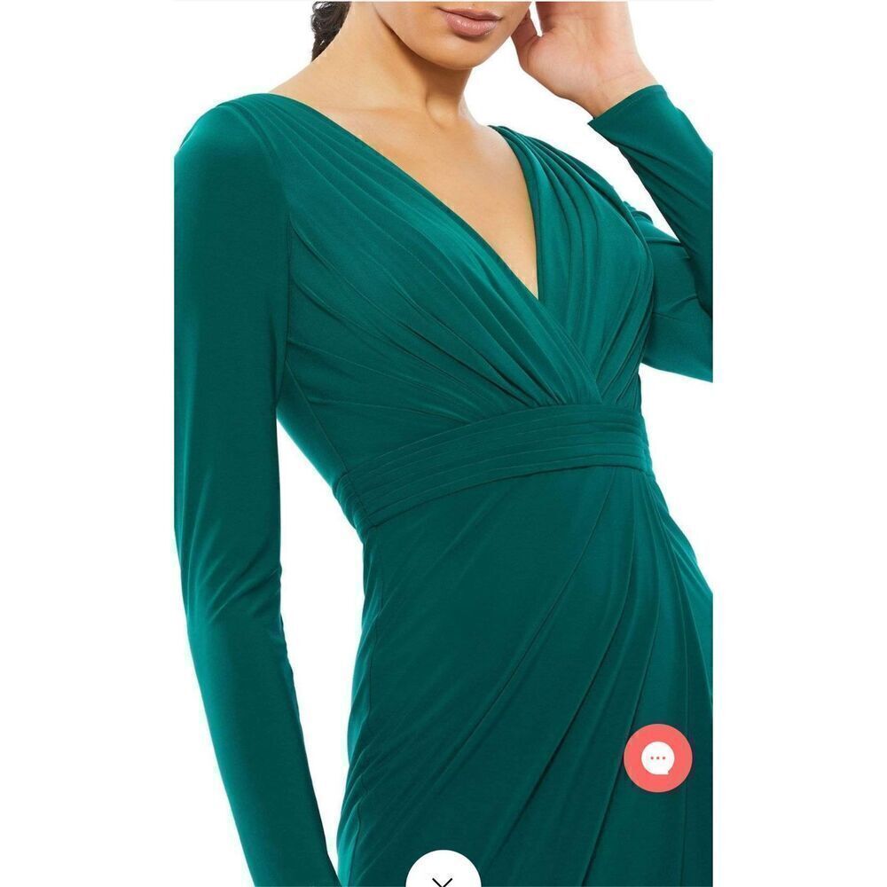 Ieena for Mac Duggal 26554I Long Sleeve High Slit Dress in Emerald Green NWT Siz - Picture 3 of 7